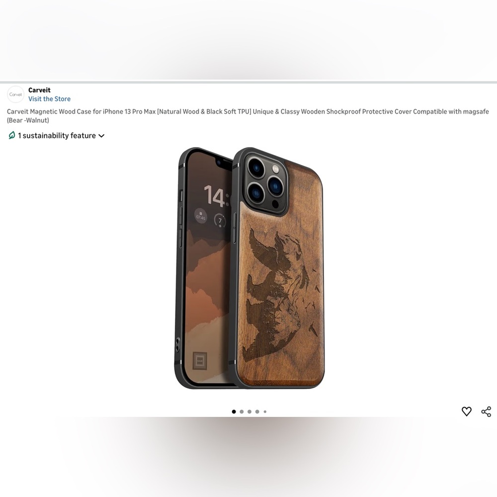 Magnetic Wood Case for iPhone 13 Pro Max - Natural Wood & Black